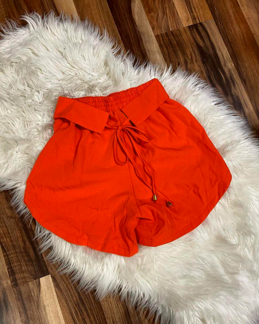 Women's Bright Solid Orange Casual Shorts