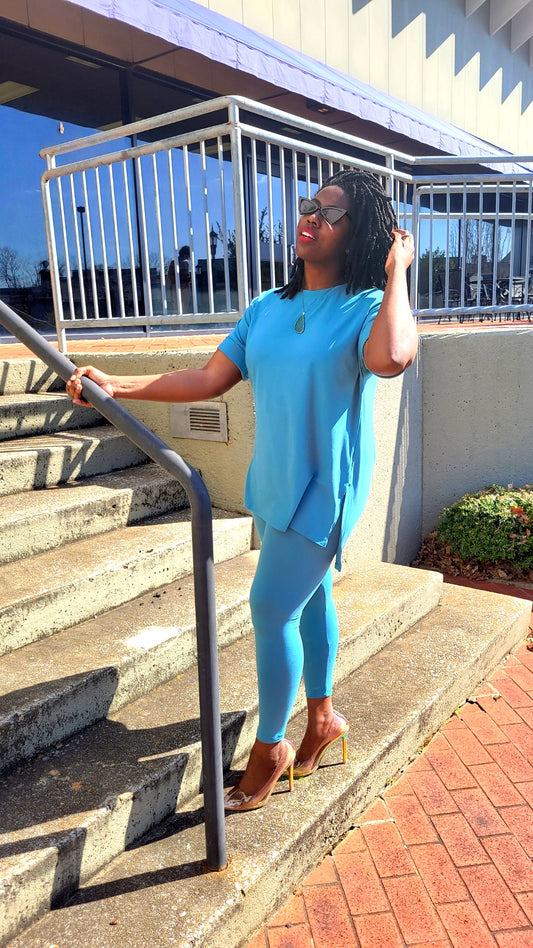Women's Casual Teal On-The-Go Legging 2-Piece Set